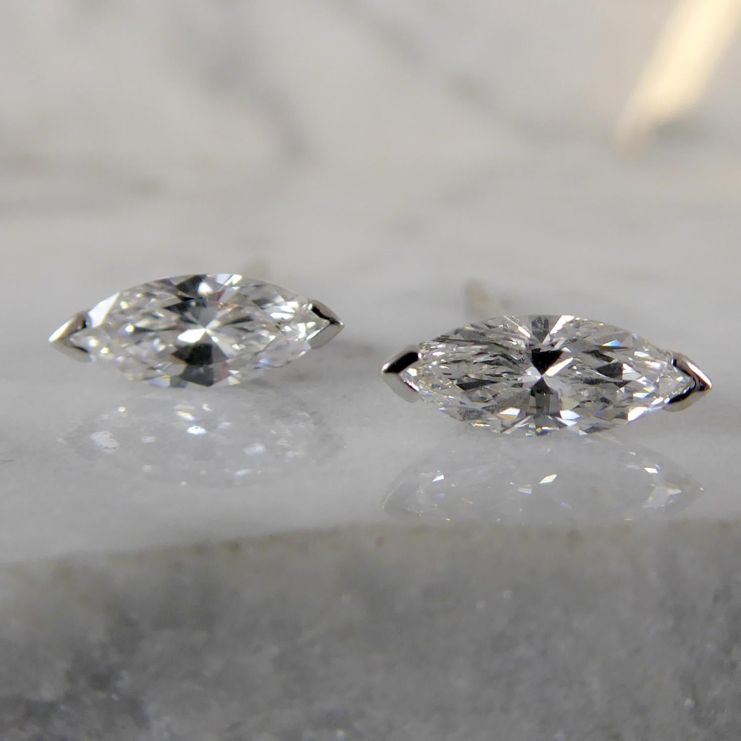 0.75 Carat Marquise Diamond Earrings, White Gold In Good Condition In Yorkshire, West Yorkshire