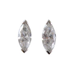 0.75 Carat Marquise Diamond Earrings, White Gold