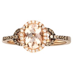 Bague en or rose 14 carats avec Morganite taille ovale de 0,75 carat et accents de diamants