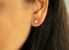 0.75 Carat Morganite Trillion Cut 10K Rose Gold Stud Earring