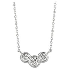 Collana con castone di diamanti naturali a 3 pietre da 0,75 carati in oro bianco 14 carati G SI