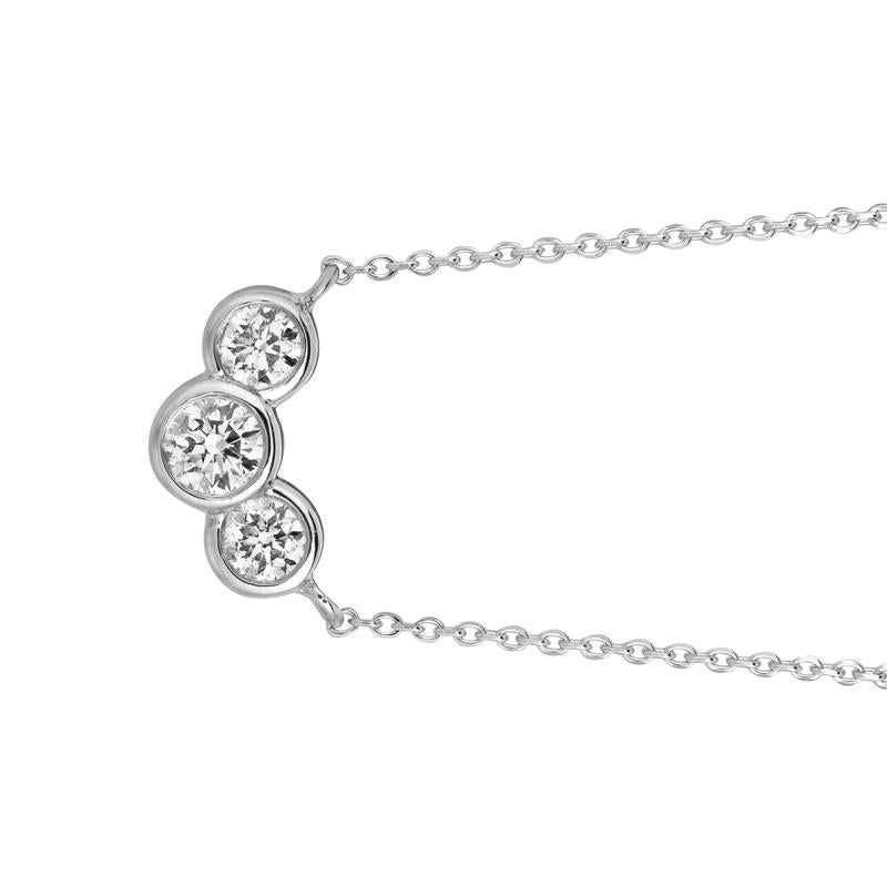 0.75 Carat Natural 3 Stone Diamond Bezel Necklace 14K White Gold G SI

100% Natural Diamonds, Not Enhanced in any way Round Cut Diamond Necklace with 18'' chain
0.75CT
G-H
SI
14K White Gold Bezel style 2.9 gram
5/16 inches in height, 9/16 inches in