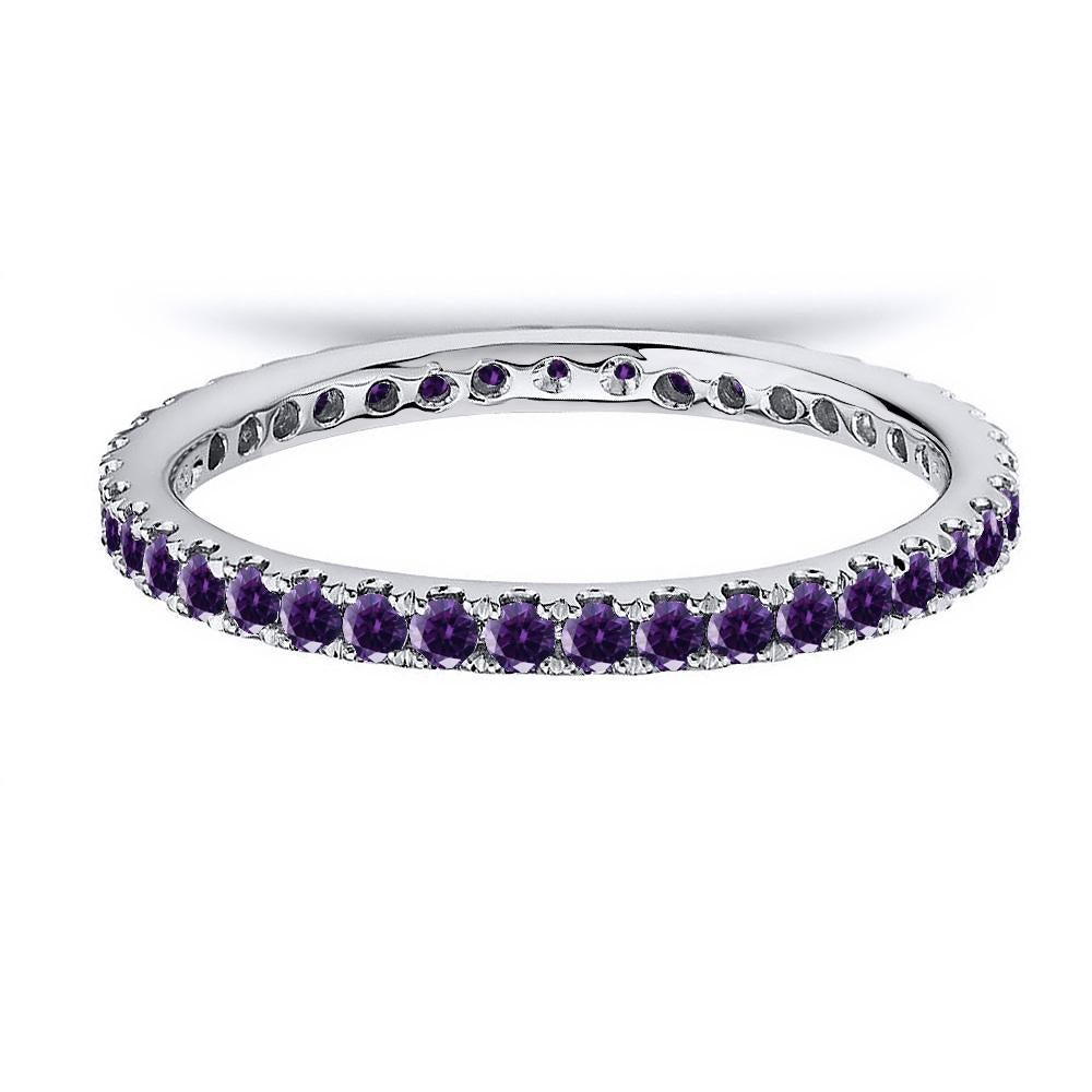 For Sale:  0.75 Carat Natural Amethyst Eternity Wedding Ring 3