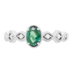 0.75 Carat Natural Color Changing Alexandrite and Diamond Engagement Ring