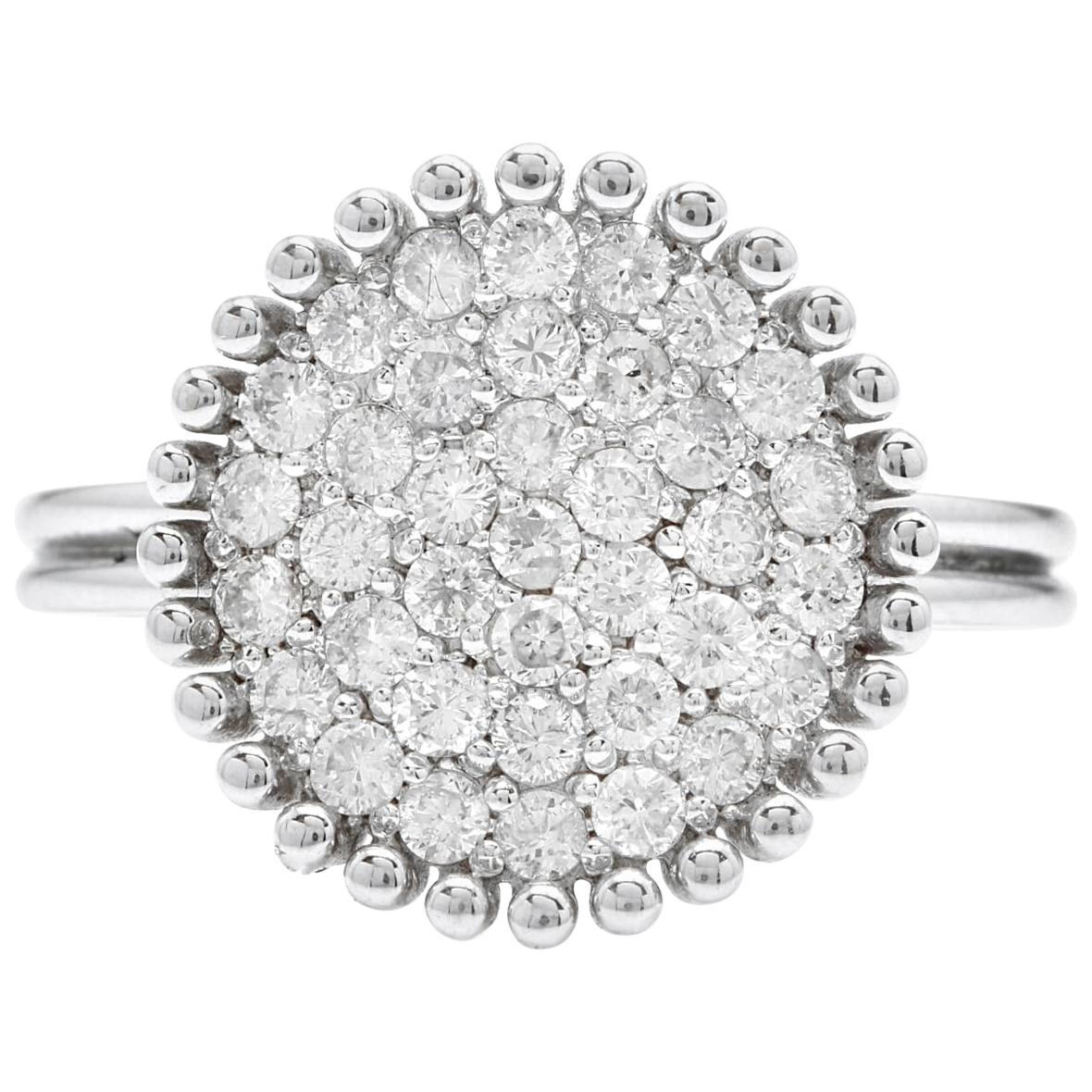 Bague en or blanc massif 14 carats avec diamants naturels de 0,75 carat