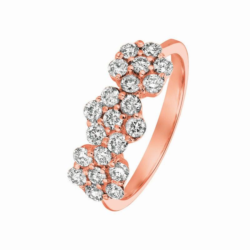 Im Angebot: 0,75 Karat natürlicher Diamant 3 Blumen Ring G SI 14 Karat Roségold () 4