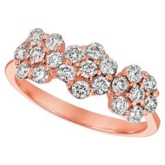 0.75 Carat Natural Diamond 3 Flowers Ring G SI 14 Karat Rose Gold