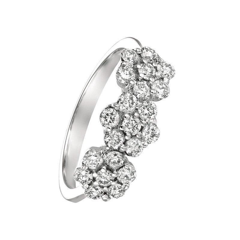 For Sale:  0.75 Carat Natural Diamond 3 Flowers Ring G SI 14 Karat White Gold 2