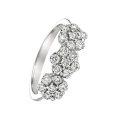 0.75 Carat Natural Diamond 3 Flowers Ring G SI 14 Karat White Gold