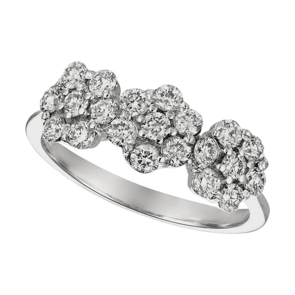 For Sale:  0.75 Carat Natural Diamond 3 Flowers Ring G SI 14 Karat White Gold