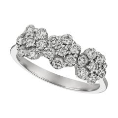 0.75 Carat Natural Diamond 3 Flowers Ring G SI 14 Karat White Gold