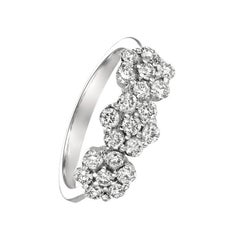 0.75 Carat Natural Diamond 3 Flowers Ring G SI 14 Karat White Gold