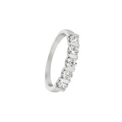 0.75 Carat Natural Diamond 5 Stone Ring Band G SI 14 Karat White Gold