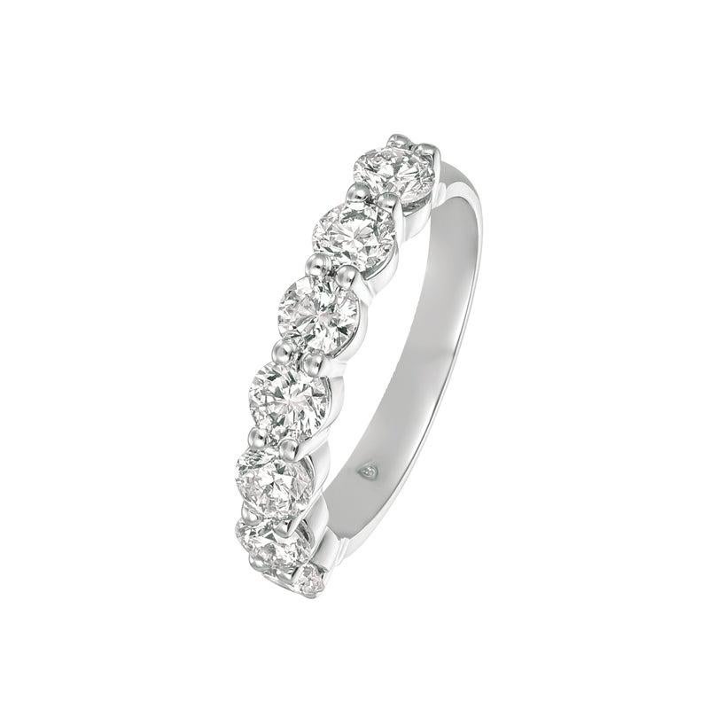 For Sale:  0.75 Carat Natural Diamond 7 Stone Ring G SI 14 Karat White Gold 4