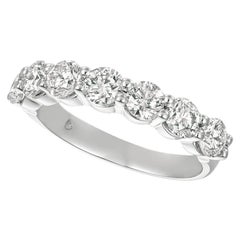 Anello con 7 pietre di diamante naturale da 0,75 carati G SI Oro bianco 14 carati