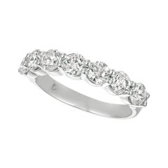 Bague à 7 pierres en or blanc 14 carats avec diamants naturels de 0,75 carat G SI