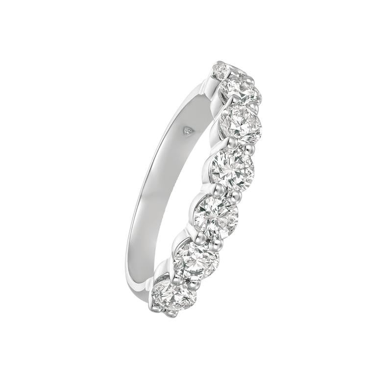 Contemporary 0.75 Carat Natural Diamond 7 Stone Ring G SI 14 Karat White Gold For Sale
