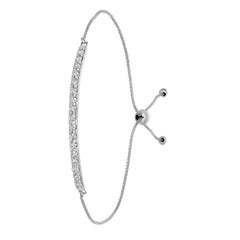 Bracelet Bolo réglable en or blanc 14 carats avec diamants naturels de 0,75 carat G SI