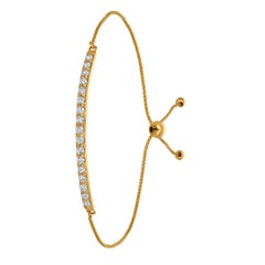 0.75 Carat Natural Diamond Bolo Bar Bracelet G SI 14K Yellow Gold Adjustable