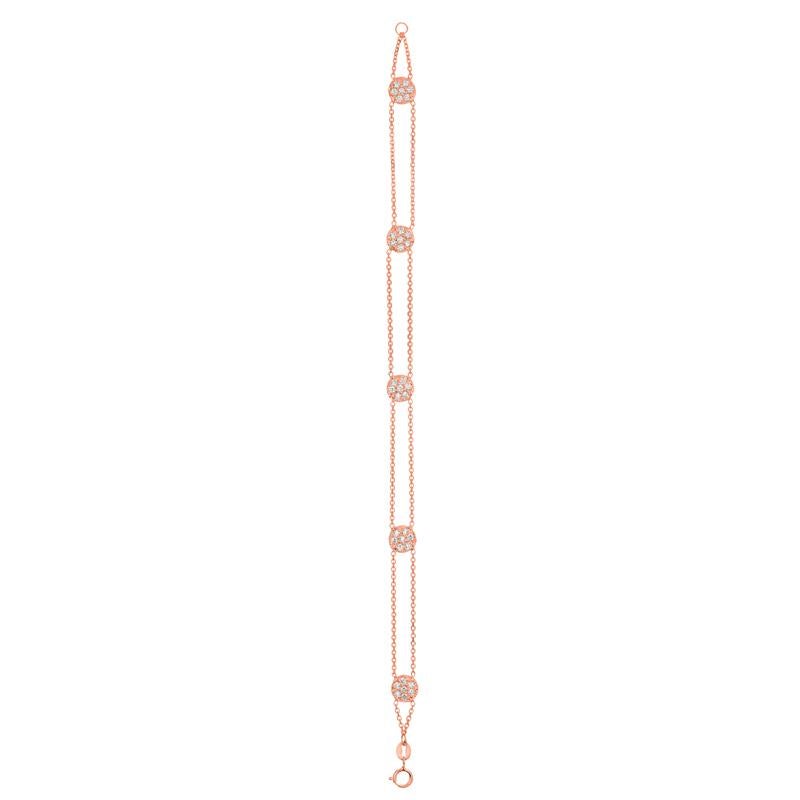 Round Cut 0.75 Carat Natural Diamond Bracelet G SI 14 Karat Rose Gold For Sale