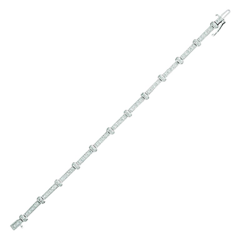 Pulsera de diamantes naturales de 0,75 quilates G SI de oro blanco de 14 quilates