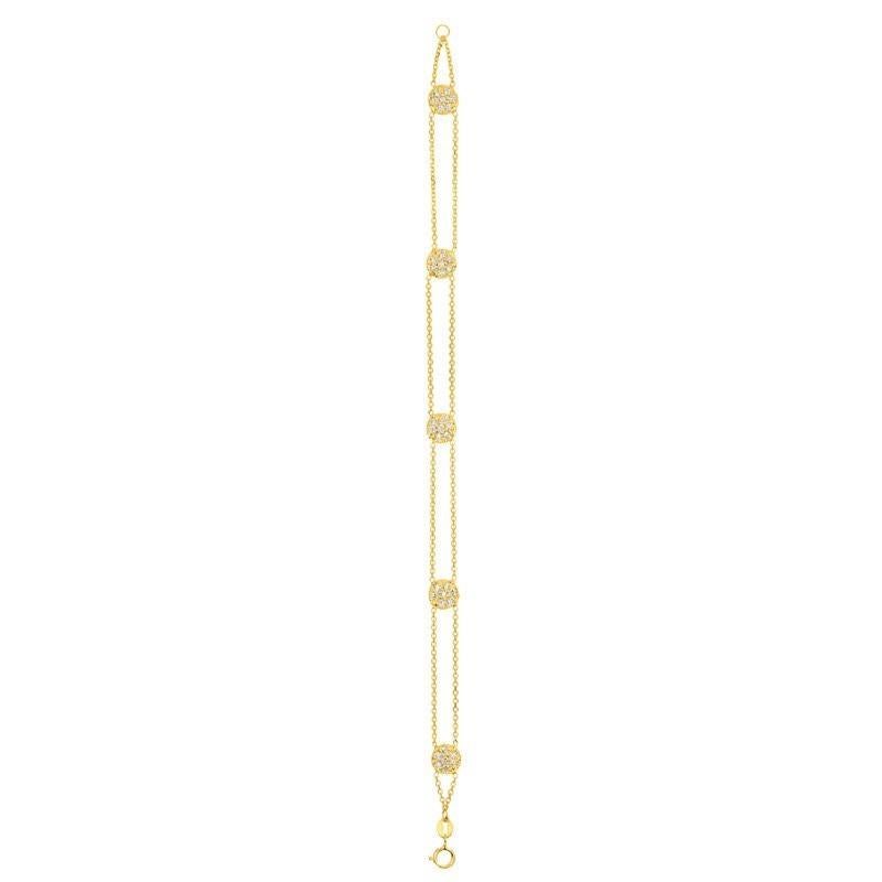 Round Cut 0.75 Carat Natural Diamond Bracelet G SI 14 Karat Yellow Gold For Sale