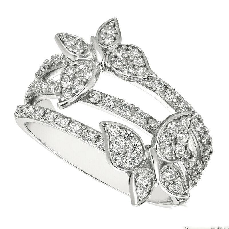 For Sale:  0.75 Carat Natural Diamond Butterfly Ring G SI 14K White Gold 2