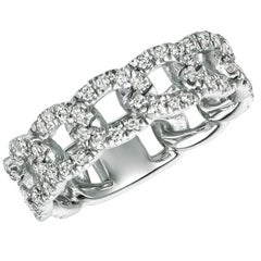 0.75 Carat Natural Diamond Chain Style Ring G SI 14K White Gold