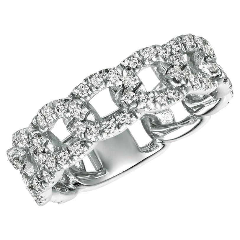 For Sale:  0.75 Carat Natural Diamond Chain Style Ring G SI 14K White Gold