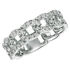 0.75 Carat Natural Diamond Chain Style Ring G SI 14K White Gold