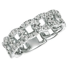 0,75 Quilates Anillo Estilo Cadena Diamante Natural G SI Oro Blanco 14K