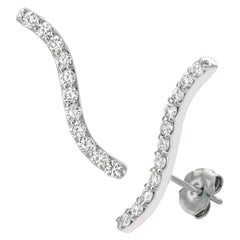 Boucles d'oreilles pendantes en or blanc 14 carats avec diamants naturels de 0,75 carat G SI