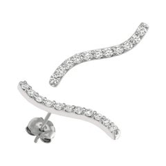 0.75 Carat Natural Diamond Climber Earrings G SI 14 Karat White Gold