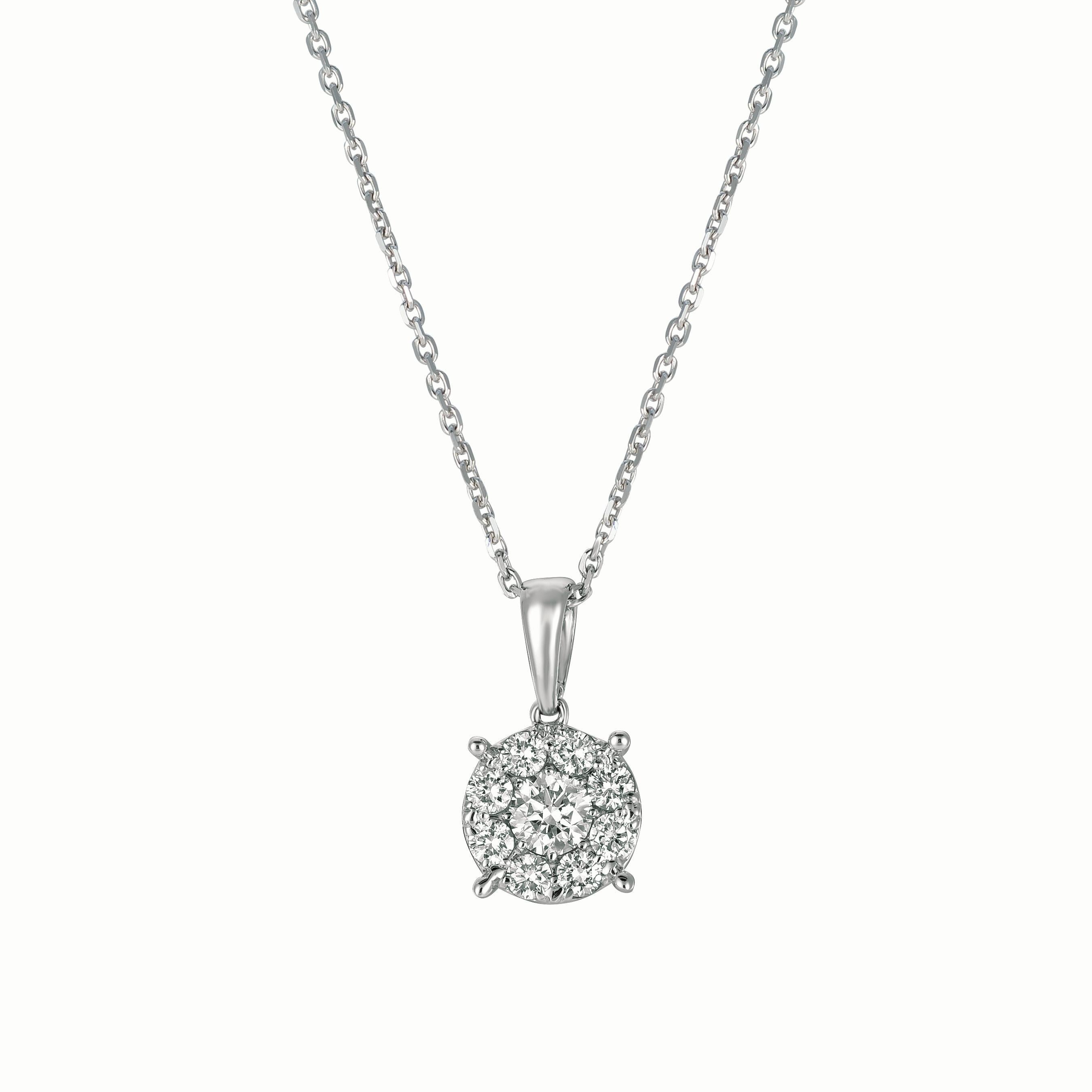0.75 Carat Natural Diamond Necklace 14K White Gold G SI 18 inches chain

100% Natural Diamonds, Not Enhanced in any way Round Cut Diamond Necklace  
0.75CT
G-H 
SI  
5/8 inch in height, 3/8 inch in width
14K White Gold,    Prong style,    2.6