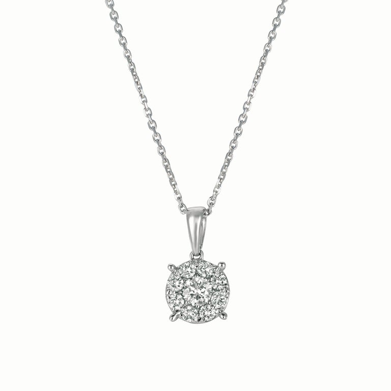 Carat Natural Diamond Cluster Necklace Pendant 14K White Gold