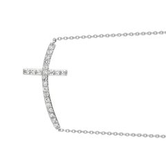 Collier pendentif en forme de croix en or blanc 14 carats avec diamants naturels de 0,75 carat et chaîne G SI
