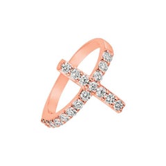 0.75 Carat Natural Diamond Cross Ring G SI 14 Karat Rose Gold