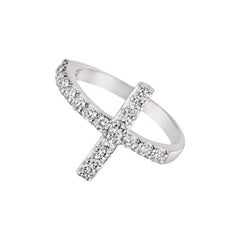 0,75 Karat natürlicher Diamant Kreuz Ring G SI 14 Karat Weißgold
