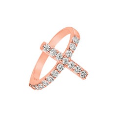 0.75 Carat Natural Diamond Cross Ring G SI 14 Karat Rose Gold