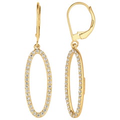 Boucles d'oreilles en or jaune 14 carats avec diamants naturels de 0,75 carat G SI