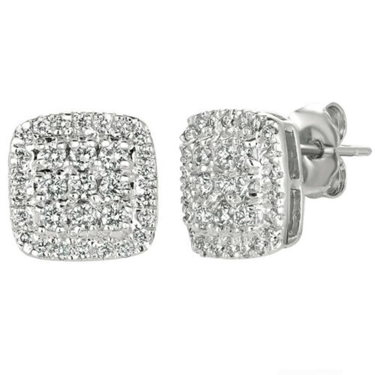0,75 Karat natürliche Diamant-Ohrringe G SI 14K Weißgold (Moderne) im Angebot