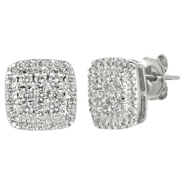 0.75 Carat Natural Diamond Earrings G SI 14K White Gold For Sale
