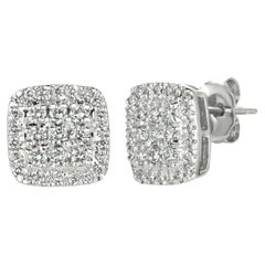 0.75 Carat Natural Diamond Earrings G SI 14K White Gold
