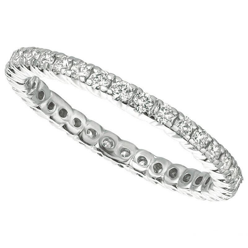 For Sale:  0.75 Carat Natural Diamond Eternity Band Ring G SI 14K White Gold 2
