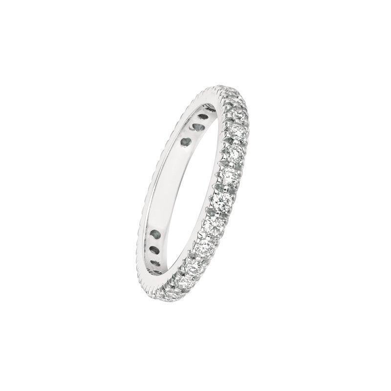 For Sale:  0.75 Carat Natural Diamond Eternity Ring Band G SI 14 Karat White Gold 2