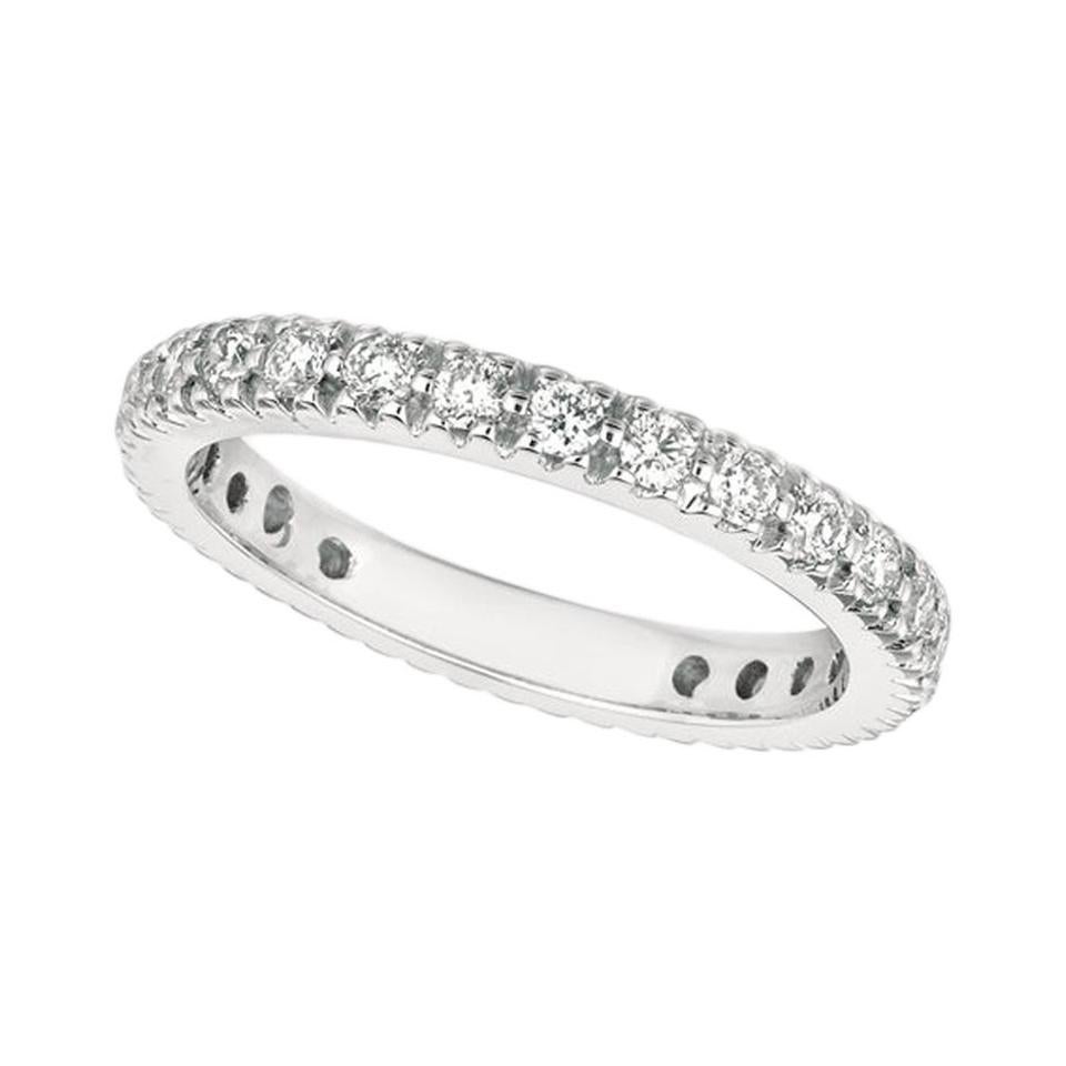 For Sale:  0.75 Carat Natural Diamond Eternity Ring Band G SI 14 Karat White Gold