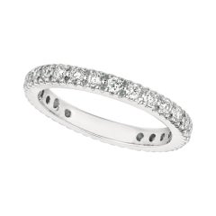 Anello di eternità con diamante naturale da 0,75 carati G SI Oro bianco 14 carati