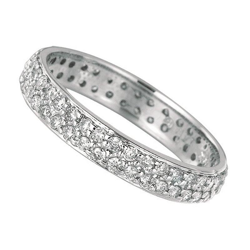 For Sale:  0.75 Carat Natural Diamond Eternity Ring Band G SI Set in 14 Karat White Gold 3