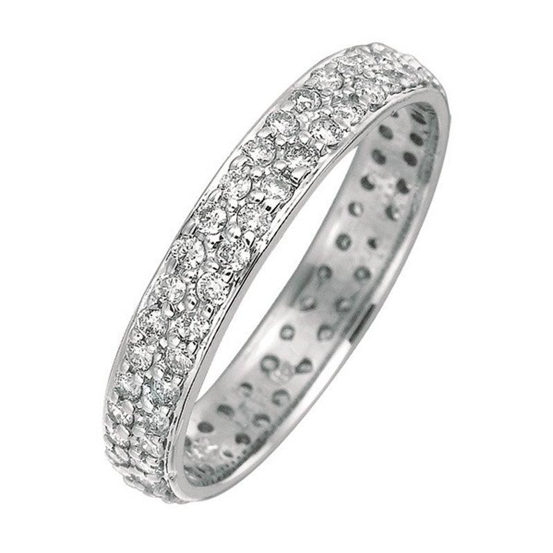 For Sale:  0.75 Carat Natural Diamond Eternity Ring Band G SI Set in 14 Karat White Gold 4