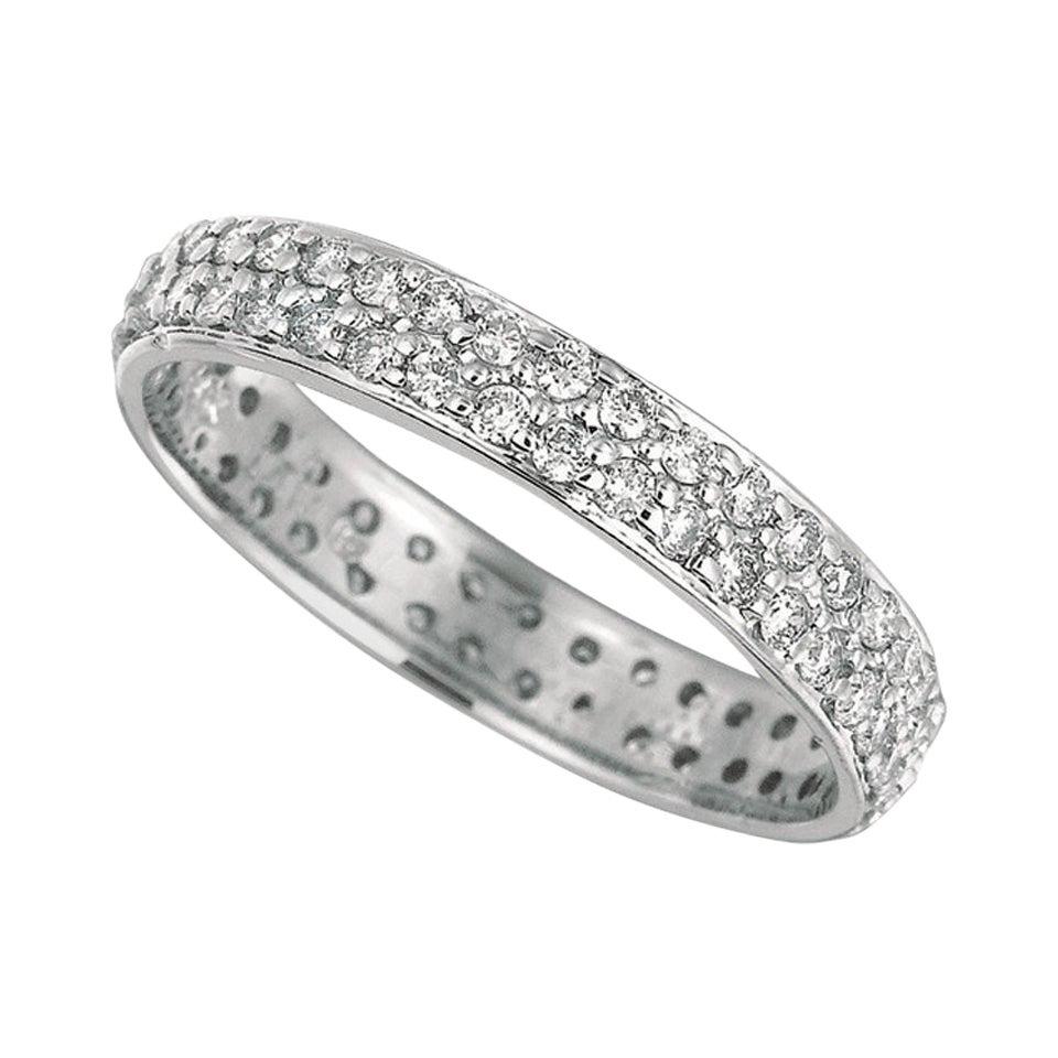 For Sale:  0.75 Carat Natural Diamond Eternity Ring Band G SI Set in 14 Karat White Gold